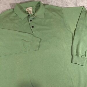 Y2K Vintage L.L.Bean Knit Polo Sweater | Pastel Green | XL
